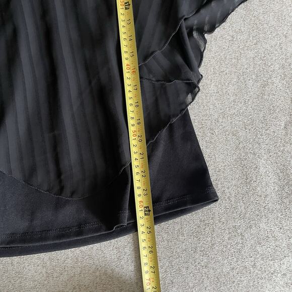 Black Layered Flowy Sheer Vertical Strip Cape Blouse Size M - Picture 3 of 5